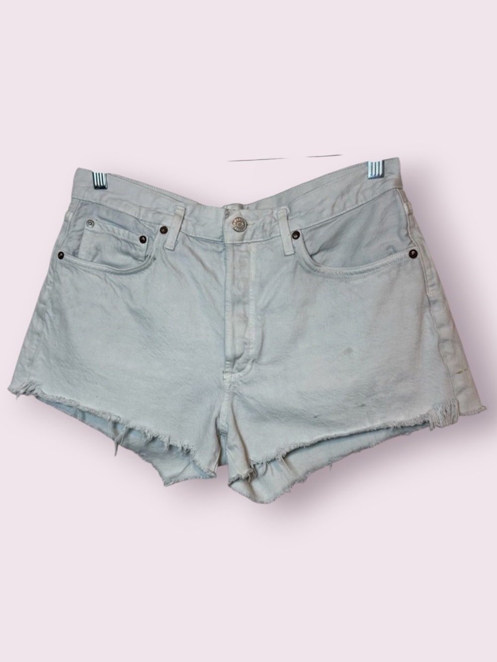 Agolde Parker Vintage Cut Off Jean Shorts Light Blue Size 29 Button Fly